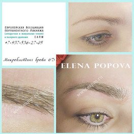 Работа преподавателя Елены Поповой Микроблейдинг брови 6D